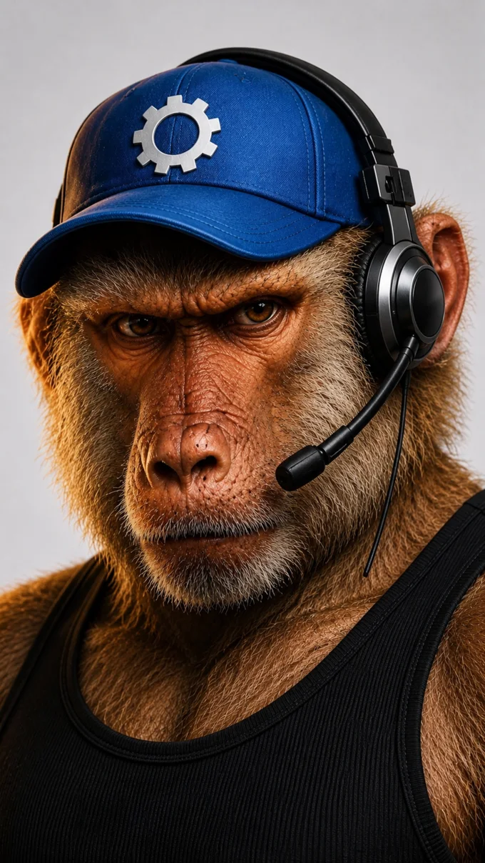 Retrato del Simio Técnico con headset