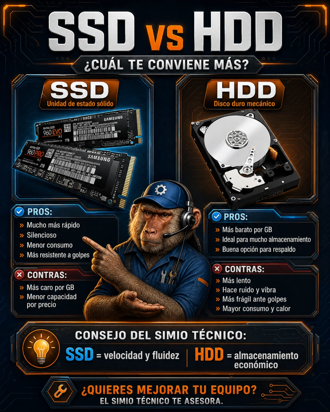Comparativa SSD versus HDD de El Simio Técnico